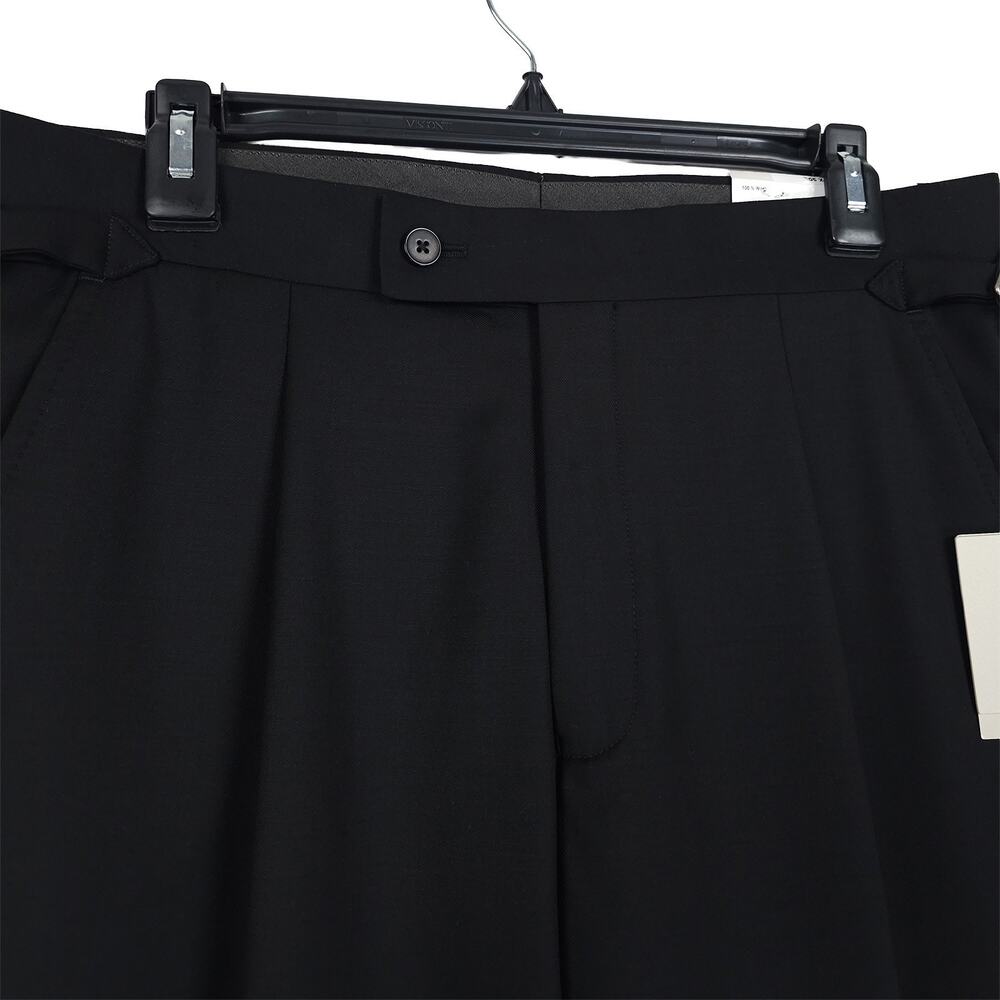 Calvin Klein Mens Slim Fit Wool Dress Pants 40x32 Black Solid Pleated NWT - Picture 7 of 13